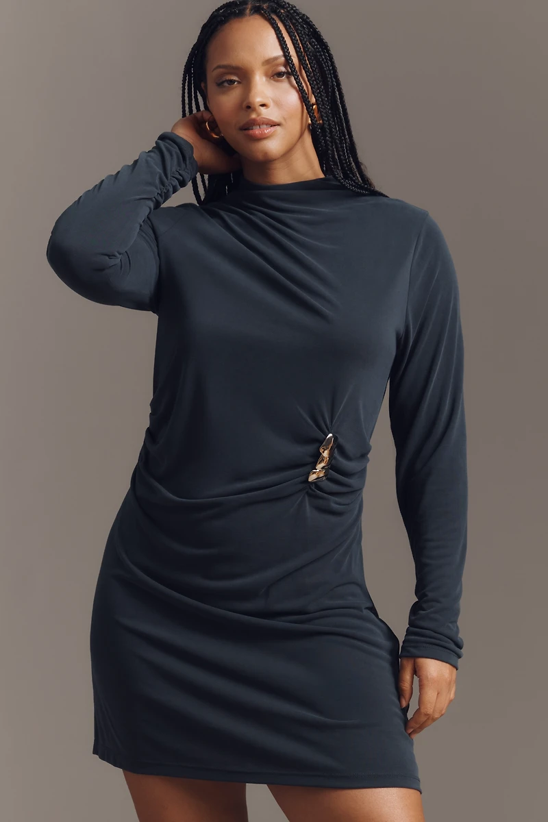 By Anthropologie Long-Sleeve Gathered Mini Dress