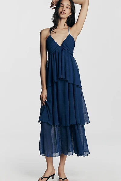 By Anthropologie Layered V-Neck Midi Dress