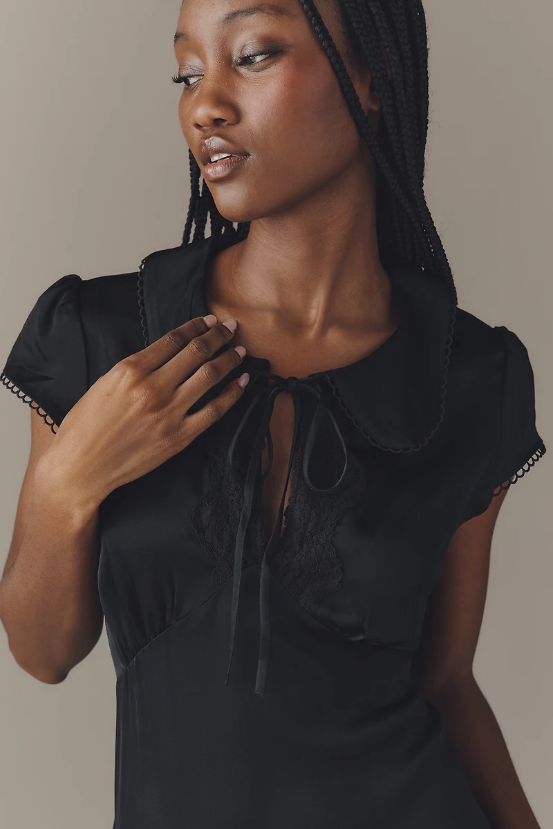 By Anthropologie Collared Short-Sleeve Midi Dress