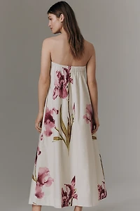 By Anthropologie Strapless Trapeze Midi Dress