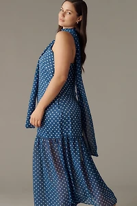 Maeve Sleeveless V-Neck Tiered Scarf Midi Dress