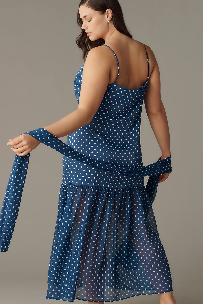Maeve Sleeveless V-Neck Tiered Scarf Midi Dress