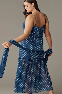 Maeve Sleeveless V-Neck Tiered Scarf Midi Dress