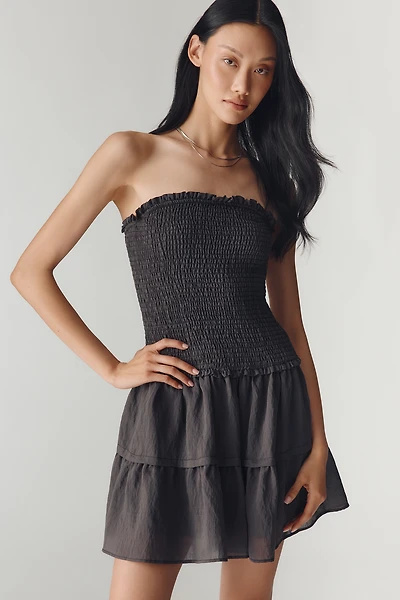 By Anthropologie Strapless Smocked Mini Dress