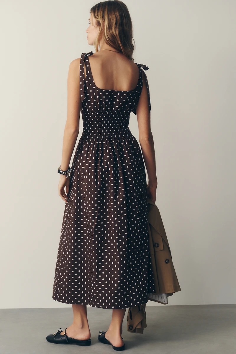 Maeve 100% Cotton Smocked Midi Dress