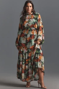 The Somerset Maxi Dress: Long-Sleeve Mock-Neck Chiffon Edition