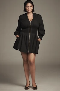The Tommie Smocked Front-Zip Shirt Dress: Long-Sleeve Mini Edition