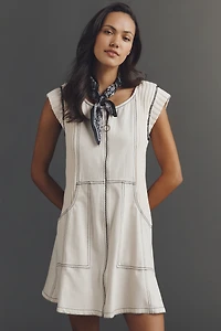 Pilcro Cap-Sleeve Denim Swing Mini Dress