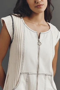 Pilcro Cap-Sleeve Denim Swing Mini Dress