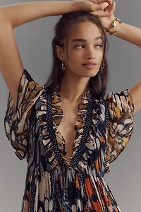 Maeve Short-Sleeve V-Neck Midi Dress