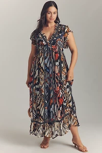 Maeve Short-Sleeve V-Neck Midi Dress