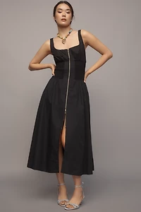 The Tommie Smocked Front-Zip Shirt Dress: Sleeveless Scoop-Neck Edition