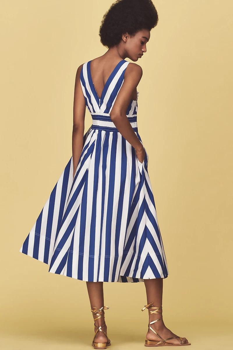 By Anthropologie V-Neck Sleeveless Fit & Flare Midi Dress