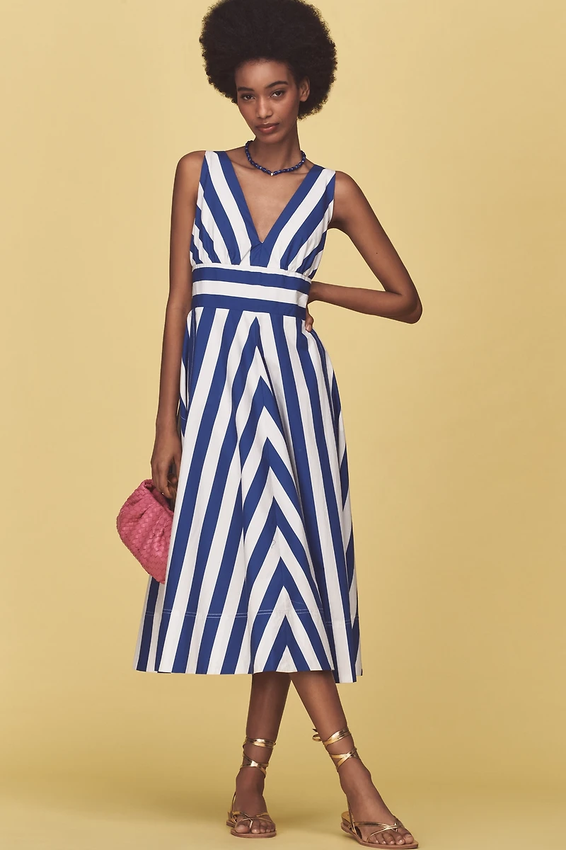 By Anthropologie V-Neck Sleeveless Fit & Flare Midi Dress