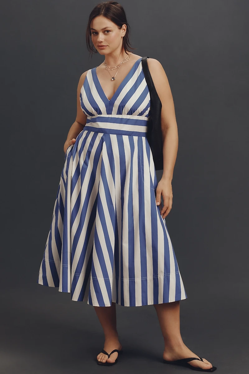 By Anthropologie V-Neck Sleeveless Fit & Flare Midi Dress