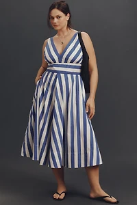 By Anthropologie V-Neck Sleeveless Fit & Flare Midi Dress