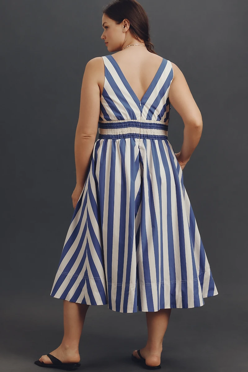 By Anthropologie V-Neck Sleeveless Fit & Flare Midi Dress