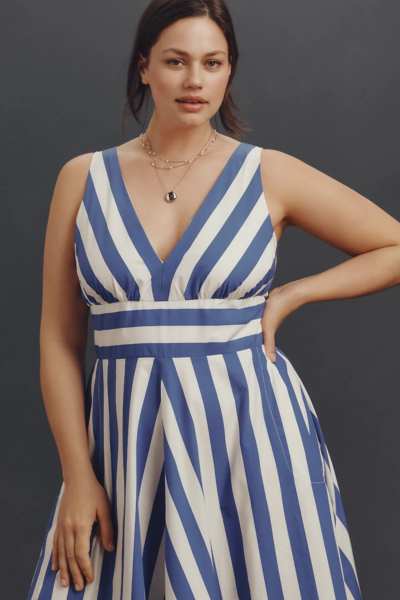 By Anthropologie V-Neck Sleeveless Fit & Flare Midi Dress