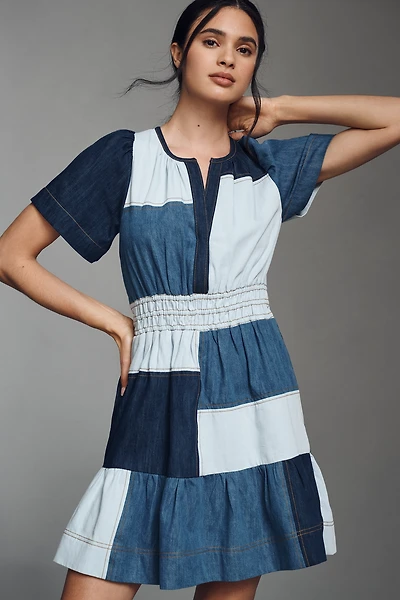 The Somerset Denim Patchwork Mini Dress