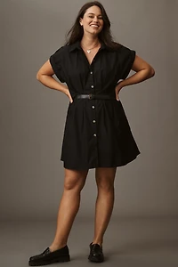By Anthropologie Short-Sleeve Belted Shirt Dress