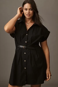 By Anthropologie Short-Sleeve Belted Shirt Dress