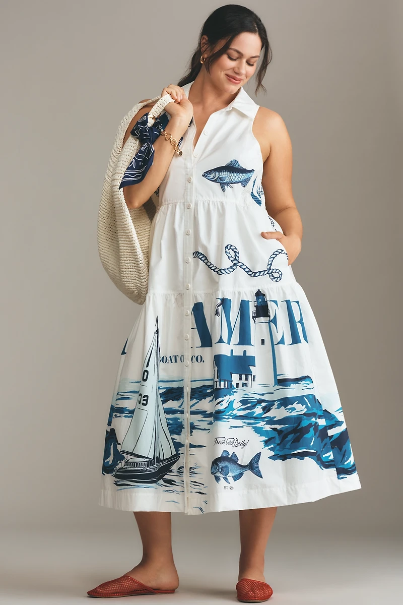 Maeve Sleeveless Midi Shirt Dress