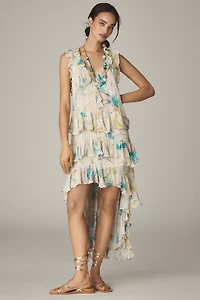 Maeve V-Neck Ruffle Hi-Low Dress