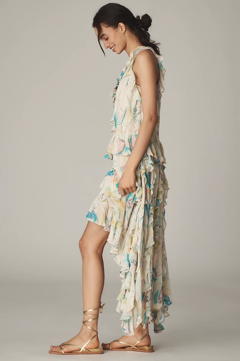 Maeve V-Neck Ruffle Hi-Low Dress