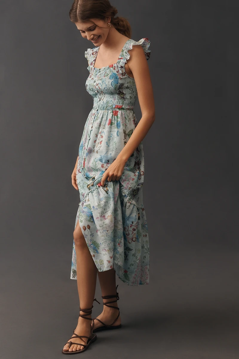 Peregrine Square-Neck Midi Dress