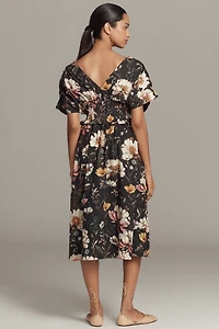 By Anthropologie V-Neck Zip-Front Midi Dress