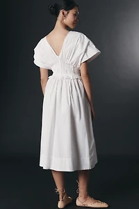 By Anthropologie V-Neck Zip-Front Midi Dress