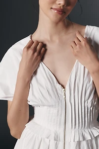 By Anthropologie V-Neck Zip-Front Midi Dress