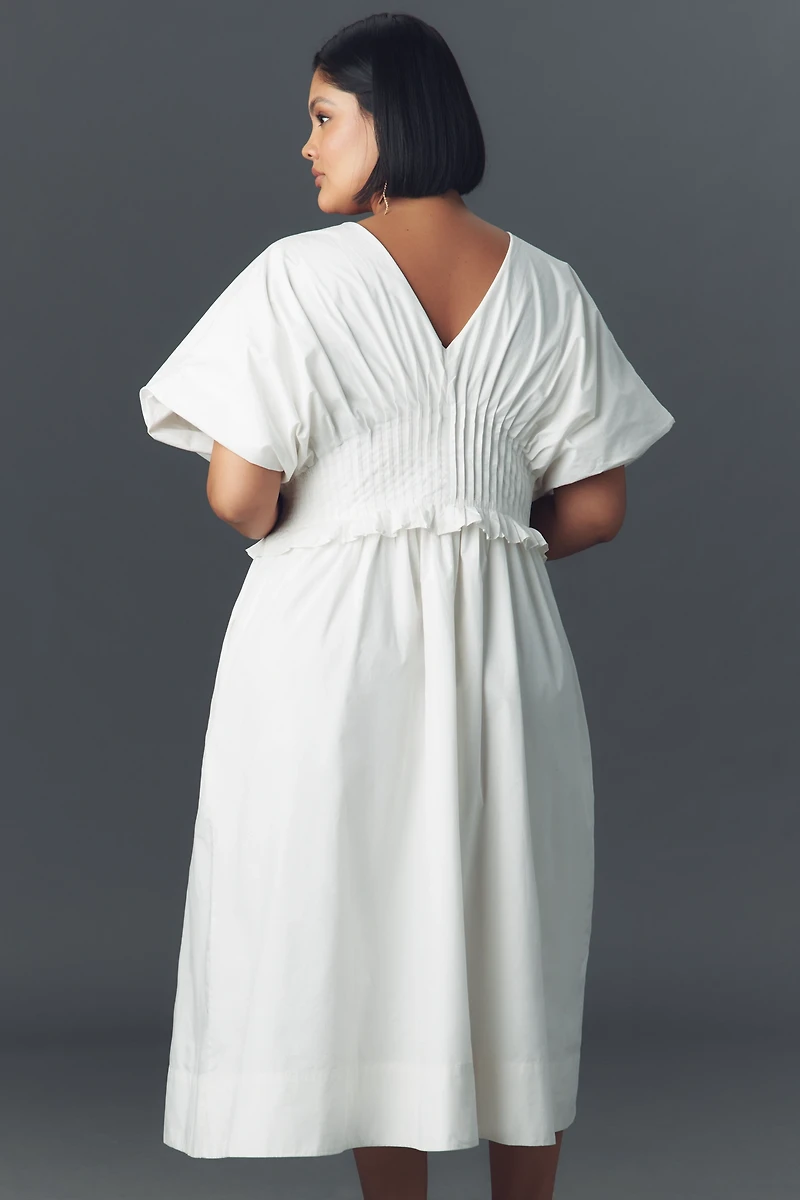 By Anthropologie V-Neck Zip-Front Midi Dress