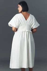 By Anthropologie V-Neck Zip-Front Midi Dress