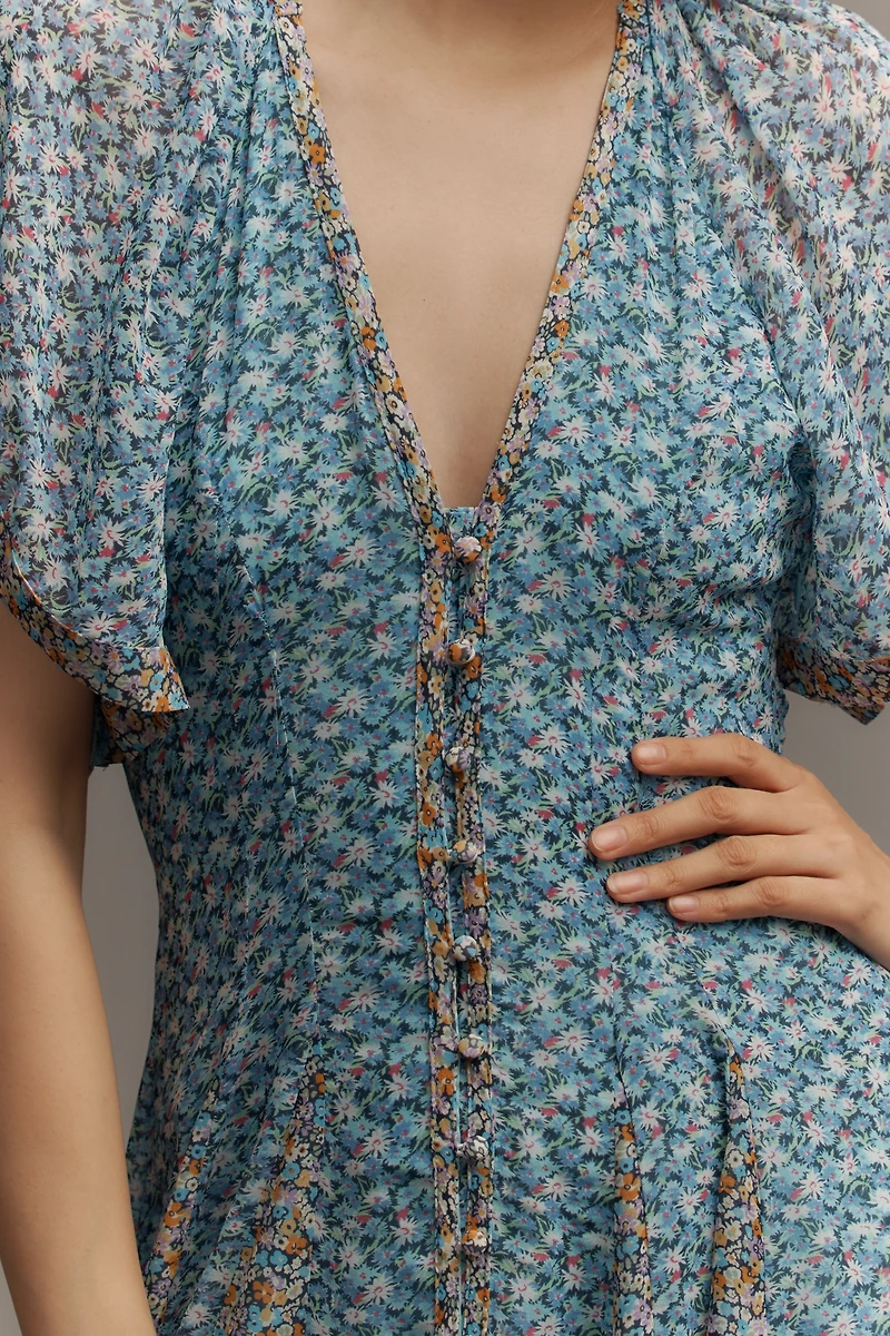 By Anthropologie Pleated Smocked Maxi Dress