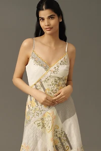 By Anthropologie Sleeveless V-Neck Asymmetric Midi Dress