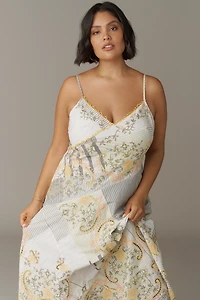 By Anthropologie Sleeveless V-Neck Asymmetric Midi Dress