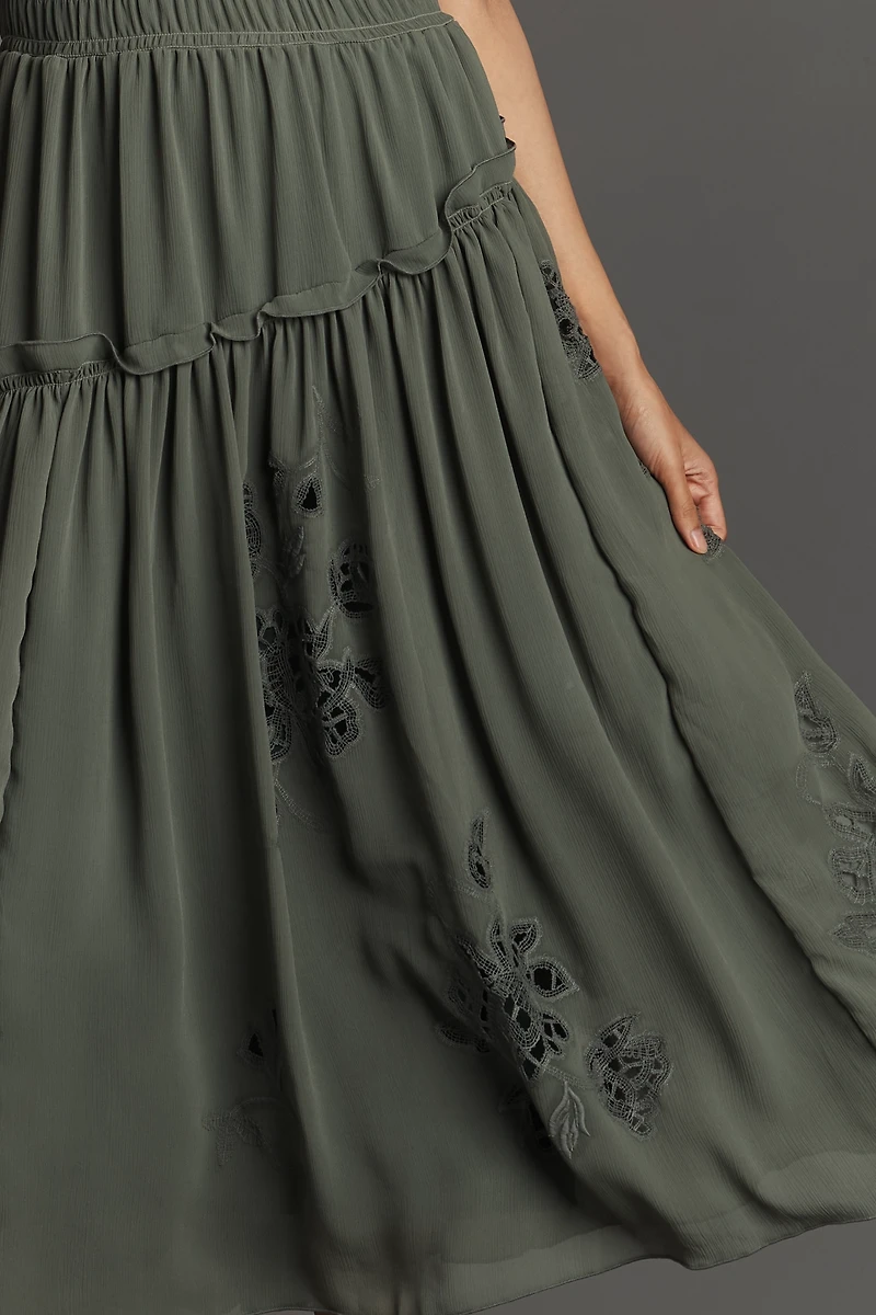 By Anthropologie Sleeveless Asymmetric Midi Dress