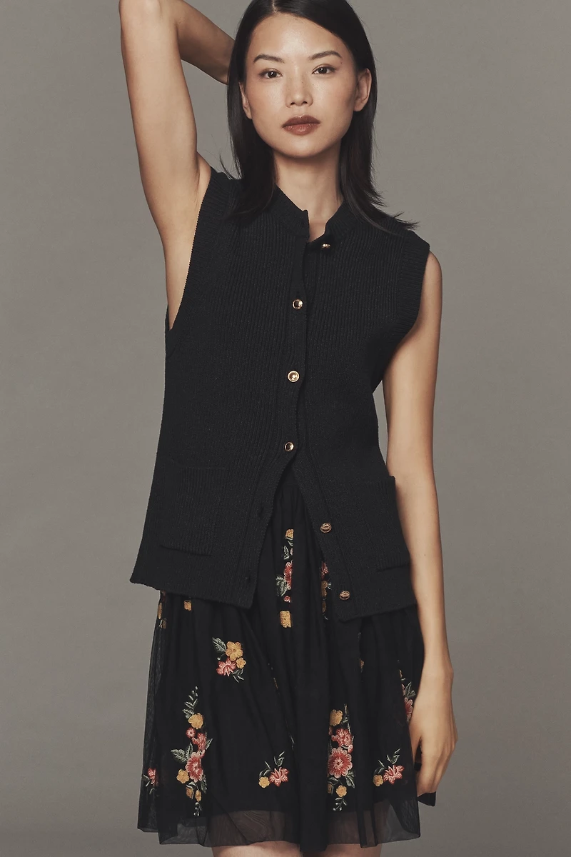 By Anthropologie Sleeveless Cardigan Sweater Dress