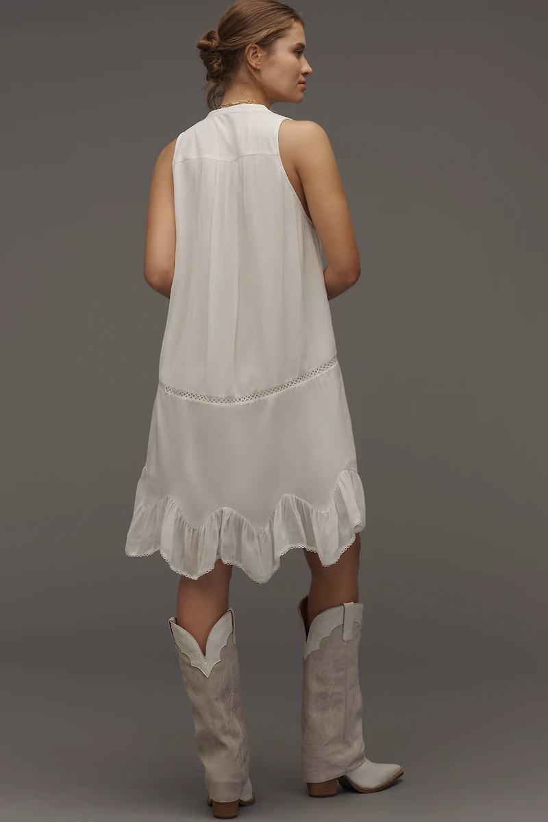 By Anthropologie Sleeveless V-Neck Lace Mini Dress
