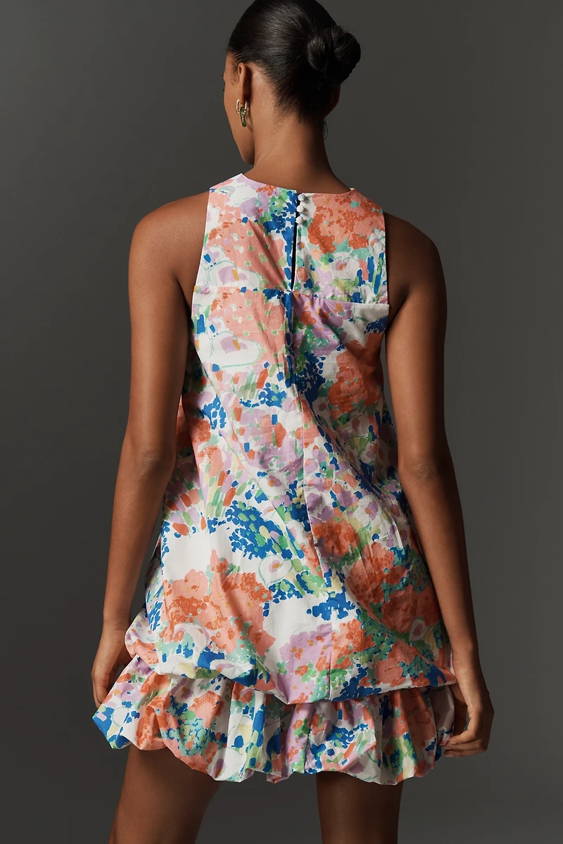 Maeve Sleeveless Double Bubble-Hem Mini Dress