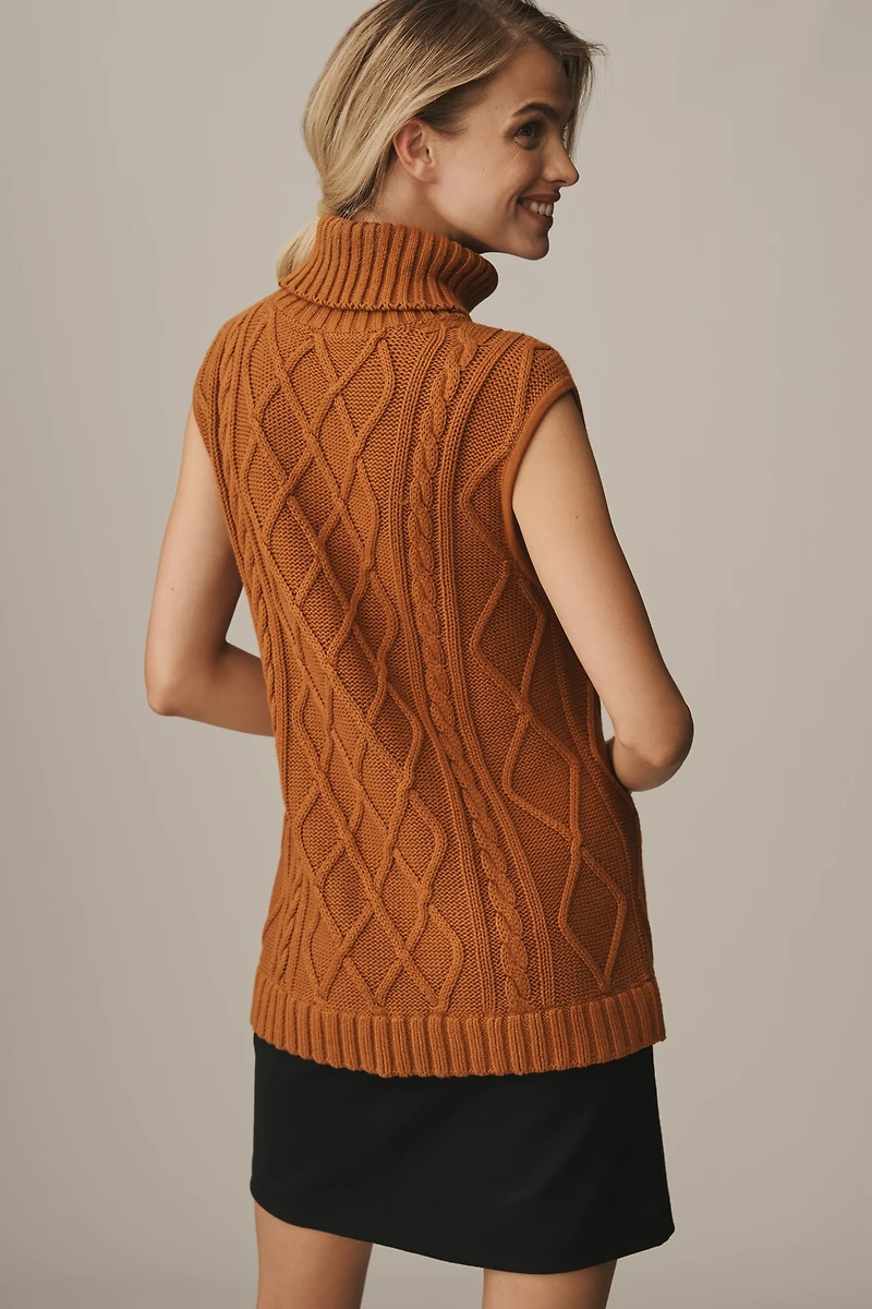 By Anthropologie Turtleneck Cable-Knit Twofer Mini Dress