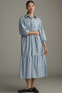The Bettina Embellished Tiered Shirt Dress by Maeve