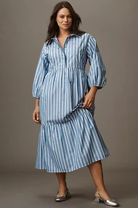 The Bettina Embellished Tiered Shirt Dress by Maeve