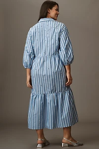 The Bettina Embellished Tiered Shirt Dress by Maeve
