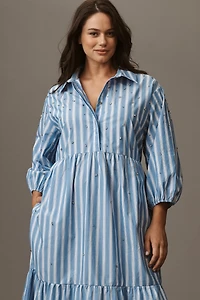 The Bettina Embellished Tiered Shirt Dress by Maeve