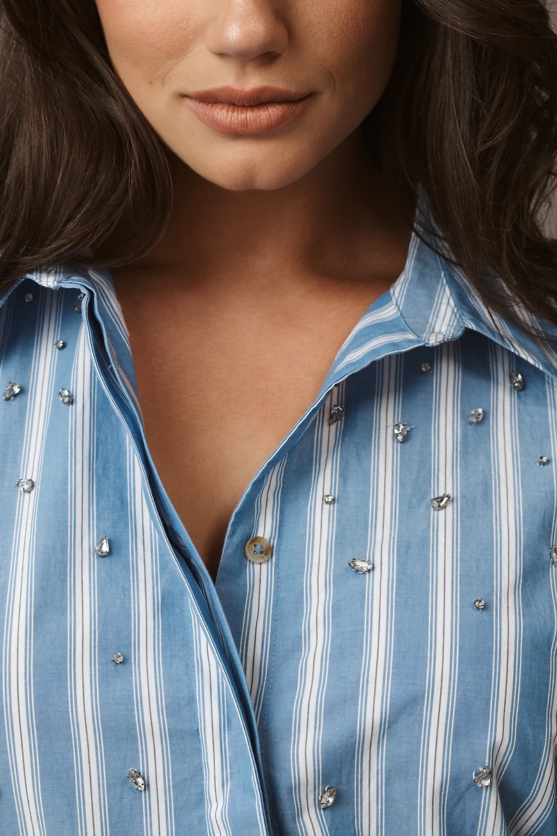 The Bettina Embellished Tiered Shirt Dress by Maeve