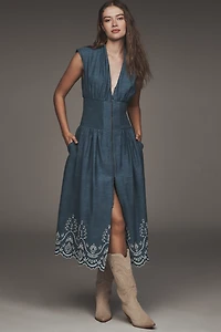 The Tommie Denim Eyelet Trim Dress