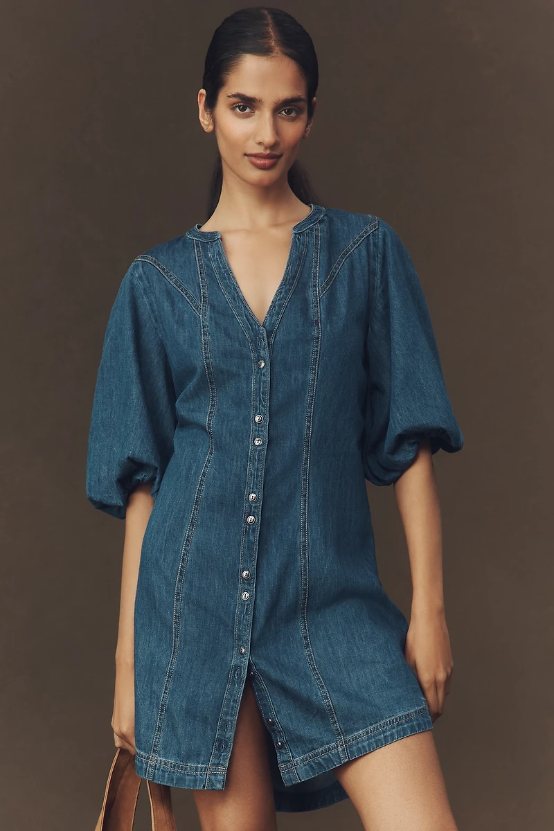 Pilcro Puff-Sleeve Denim Shirt Dress