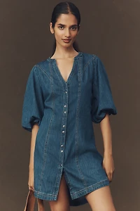 Pilcro Puff-Sleeve Denim Shirt Dress
